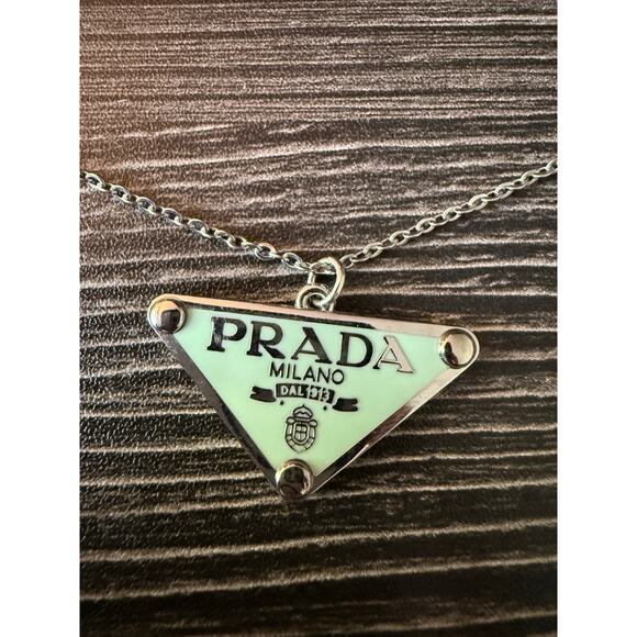 Authentic PRADA Mint Pendant with Repurposed Necklace - Picture 1 of 4